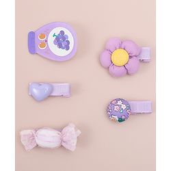 Babyhug Heart, Floral and Candy Applique Hair Clips Pack of 5 - Blue