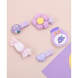 Babyhug Heart, Floral and Candy Applique Hair Clips Pack of 5 - Blue