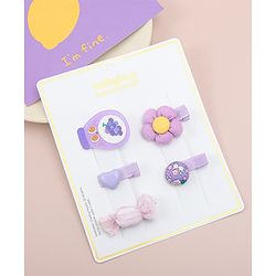 Babyhug Heart, Floral and Candy Applique Hair Clips Pack of 5 - Blue