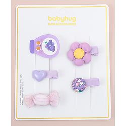 Babyhug Heart, Floral and Candy Applique Hair Clips Pack of 5 - Blue