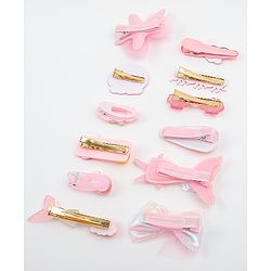 Babyhug Hair Pins And Clips With Character Prints And Floral Applique  Free Size Pack of 12 - Pink