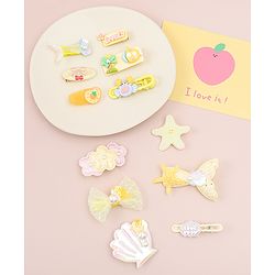 Babyhug Hair Pins And Clips With Character Prints And Floral Applique  Free Size Pack of 12 - Pink