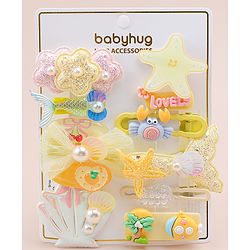 Babyhug Hair Pins And Clips With Character Prints And Floral Applique  Free Size Pack of 12 - Pink