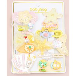 Babyhug Hair Pins And Clips With Character Prints And Floral Applique  Free Size Pack of 12 - Pink