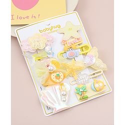 Babyhug Hair Pins And Clips With Character Prints And Floral Applique  Free Size Pack of 12 - Pink