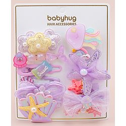 Babyhug Hair Pins And Clips  Free Size Pack of 12 - Purple