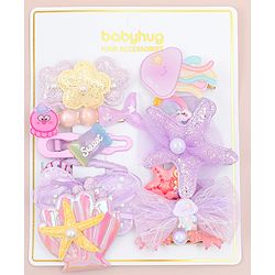 Babyhug Hair Pins And Clips  Free Size Pack of 12 - Purple