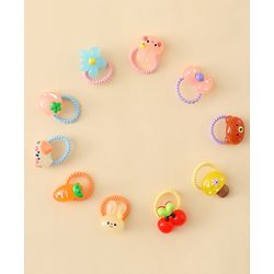 Babyhug Hair Rubber Bands with Animal Applique Pack of 5 Free Size - Multicolor
