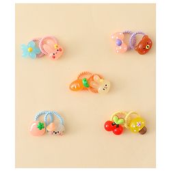 Babyhug Hair Rubber Bands with Animal Applique Pack of 5 Free Size - Multicolor