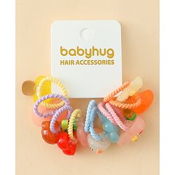 Babyhug Hair Rubber Bands with Animal Applique Pack of 5 Free Size - Multicolor