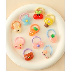 Babyhug Hair Rubber Bands with Animal Applique Pack of 5 Free Size - Multicolor