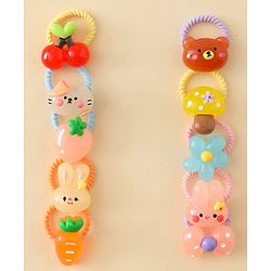 Babyhug Hair Rubber Bands with Animal Applique Pack of 5 Free Size - Multicolor
