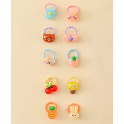 Babyhug Hair Rubber Bands with Animal Applique Pack of 5 Free Size - Multicolor