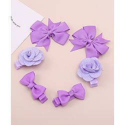 Babyhug Bow & Butterfly Clips With Floral Applique  Free Size Pack of 3 - Purple