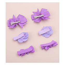 Babyhug Bow & Butterfly Clips With Floral Applique  Free Size Pack of 3 - Purple
