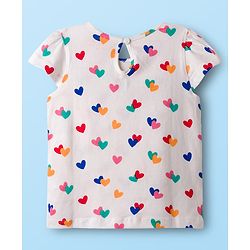 Babyhug 100% Cotton Knit Half Sleeves T-Shirts with Heart & Polka Dot Print Pack of 3 - Navy Blue Red & White