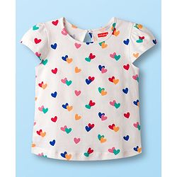 Babyhug 100% Cotton Knit Half Sleeves T-Shirts with Heart & Polka Dot Print Pack of 3 - Navy Blue Red & White