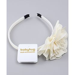 Babyhug Free Size Hair Band With Floral Applique - White