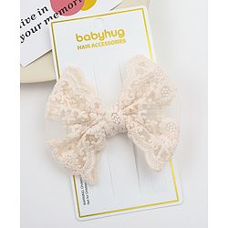 Babyhug Bow & Butterfly Clips  Free Size - Beige