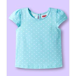 Babyhug 100% Cotton Knit Half Sleeves T-Shirts with Floral & Polka Dot Print Pack of 3 - Light Blue Pink & White
