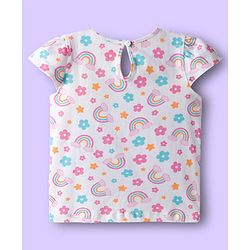 Babyhug 100% Cotton Knit Half Sleeves T-Shirts with Floral & Polka Dot Print Pack of 3 - Light Blue Pink & White