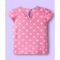 Babyhug 100% Cotton Knit Half Sleeves T-Shirts with Floral & Polka Dot Print Pack of 3 - Light Blue Pink & White