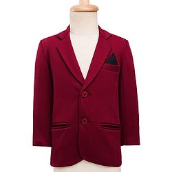 Babyhug Knit Full Sleeves 3 Piece Party Suit With Bow - Maroon