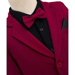 Babyhug Knit Full Sleeves 3 Piece Party Suit With Bow - Maroon