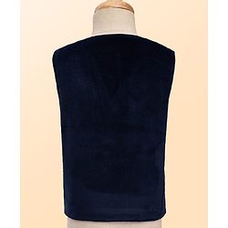 Babyhug Velour Woven Full Sleeves Polka Dot Printed 3 Piece Party Suits with Bow - Navy Blue