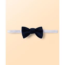 Babyhug Velour Woven Full Sleeves Polka Dot Printed 3 Piece Party Suits with Bow - Navy Blue
