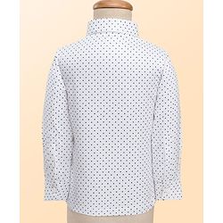 Babyhug Velour Woven Full Sleeves Polka Dot Printed 3 Piece Party Suits with Bow - Navy Blue