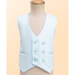Babyhug Woven Full Sleeves Solid Color 3 Piece Party Suits with Bow - Aqua Blue