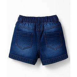 Babyhug Denim Mid Thigh Shorts With Floral Embriodery - Blue