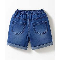 Babyhug Denim Mid Thigh Short With Stretch & Animal Print - Blue