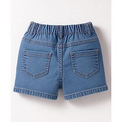 Babyhug Denim Mid Thigh Short With Butterfly Embriodery - Blue