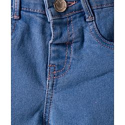 Babyhug Denim Mid Thigh Short With Butterfly Embriodery - Blue
