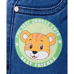 Babyhug Denim Mid Thigh Short With Stretch & Text Print - Navy Blue