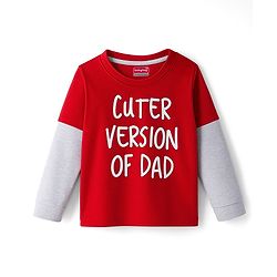 Babyhug 100% Cotton Knit Full Sleeves T-Shirt with Text Graphic - Red