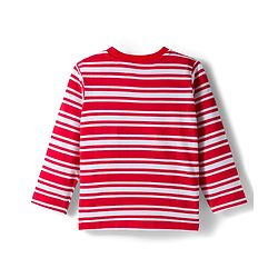 Babyhug 100% Cotton Knit Full Sleeves T-Shirts with Fox Graphic & Stripes Pack of 3 - Red Yellow & Light Blue