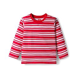 Babyhug 100% Cotton Knit Full Sleeves T-Shirts with Fox Graphic & Stripes Pack of 3 - Red Yellow & Light Blue