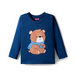 Babyhug 100% Cotton Knit Full Sleeves T-Shirts with Animal Graphics Pack of 3 - Navy Blue Lime Green & Coral