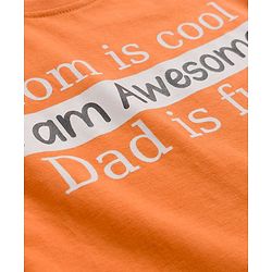 Babyhug 100% Cotton Knit Full Sleeves T-Shirt with Text Graphic - Orange