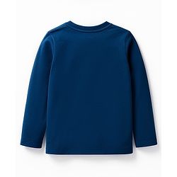 Babyhug 100% Cotton Knit Full Sleeves T-Shirt with Text Graphic - Navy Blue