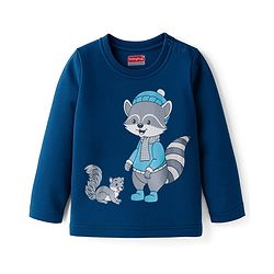 Babyhug 100% Cotton Knit Full Sleeves T-Shirt with Squirrel Graphic - Navy Blue