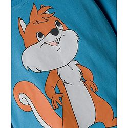 Babyhug 100% Cotton Knit Full Sleeves T-Shirt with Squirrel Graphic - Light Blue