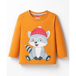 Babyhug 100% Cotton Knit Full Sleeves T-Shirt with Squirrel Graphic - Orange