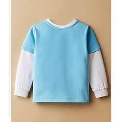 Babyhug 100% Cotton Knit Full Sleeves T-Shirt with Text Graphic - Light Blue