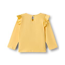 Babyhug 100% Cotton Knit Full Sleeves T-Shirts with Frill Detailing Floral Polka Dots & Text Print Pack of 3 - Yellow Navy Blue & Pink