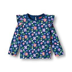 Babyhug 100% Cotton Knit Full Sleeves T-Shirts with Frill Detailing Floral Polka Dots & Text Print Pack of 3 - Yellow Navy Blue & Pink