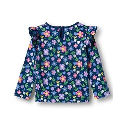 Babyhug 100% Cotton Knit Full Sleeves T-Shirts with Frill Detailing Floral Polka Dots & Text Print Pack of 3 - Yellow Navy Blue & Pink